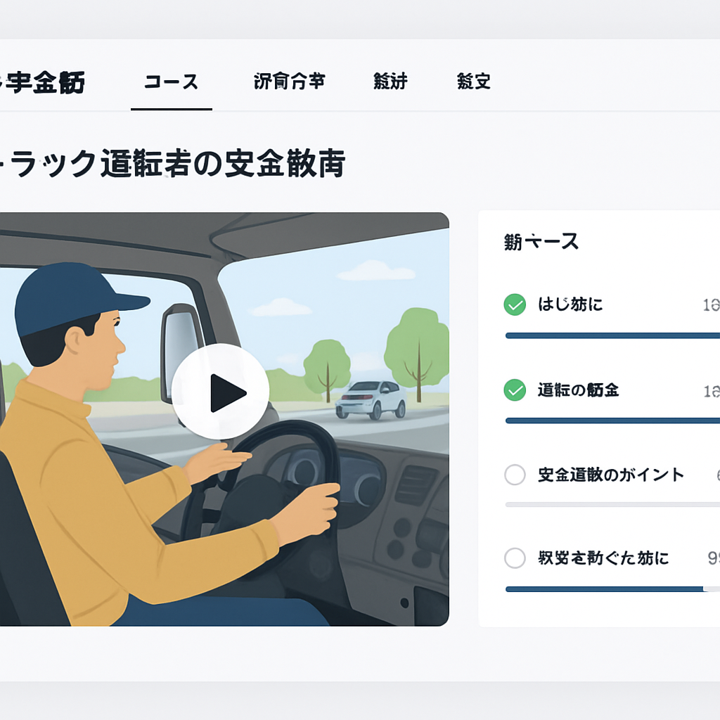 法定12項目の安全教育を動画で学べるeラーニング画面