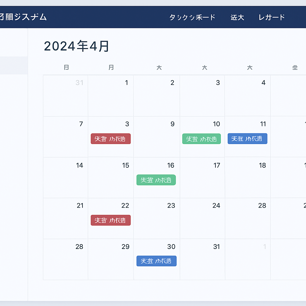 月間カレンダーで受注・配送予定を一覧表示する受注カレンダー画面