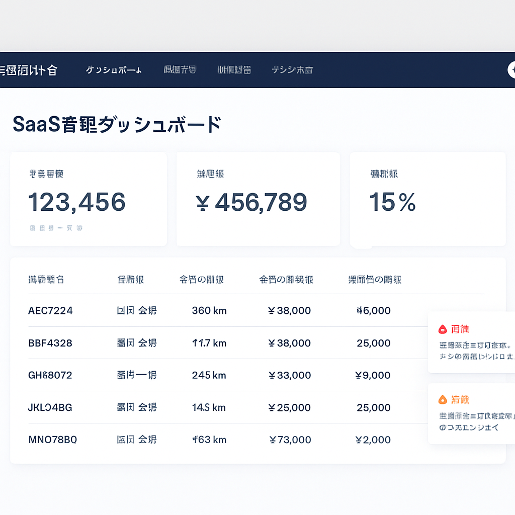 走行距離・給油総額・利益率などをリアルタイム表示する経営ダッシュボード画面